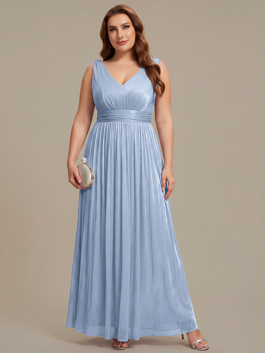 Plus Size Gathered Sea-island filament fabircs Evening Dress