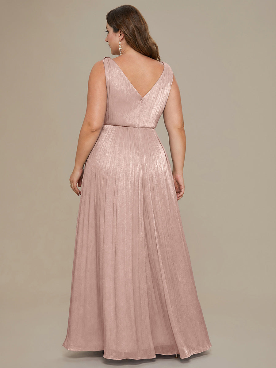 Plus Size Gathered Sea-island filament fabircs Evening Dress