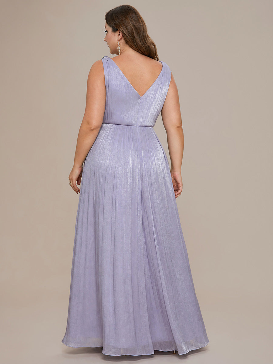 Plus Size Gathered Sea-island filament fabircs Evening Dress