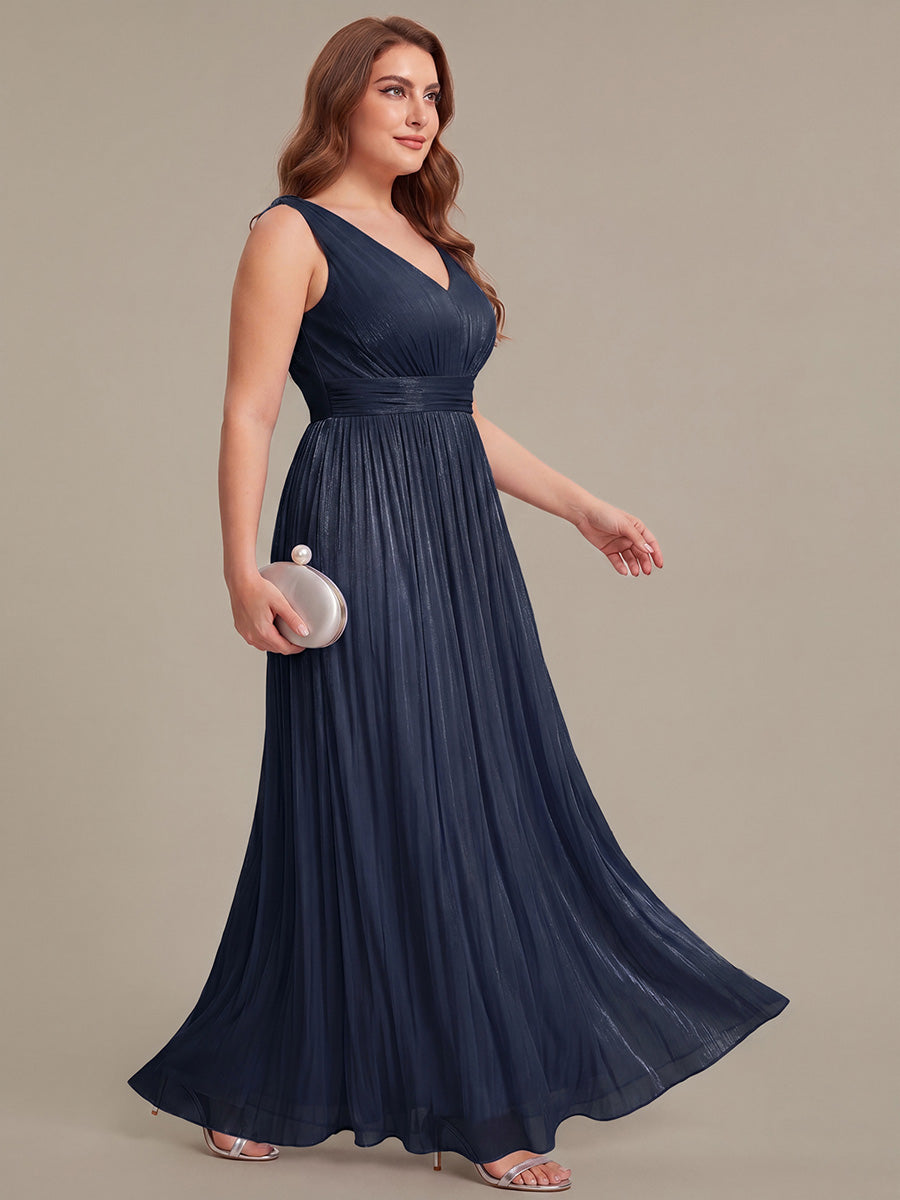 Plus Size Gathered Sea-island filament fabircs Evening Dress