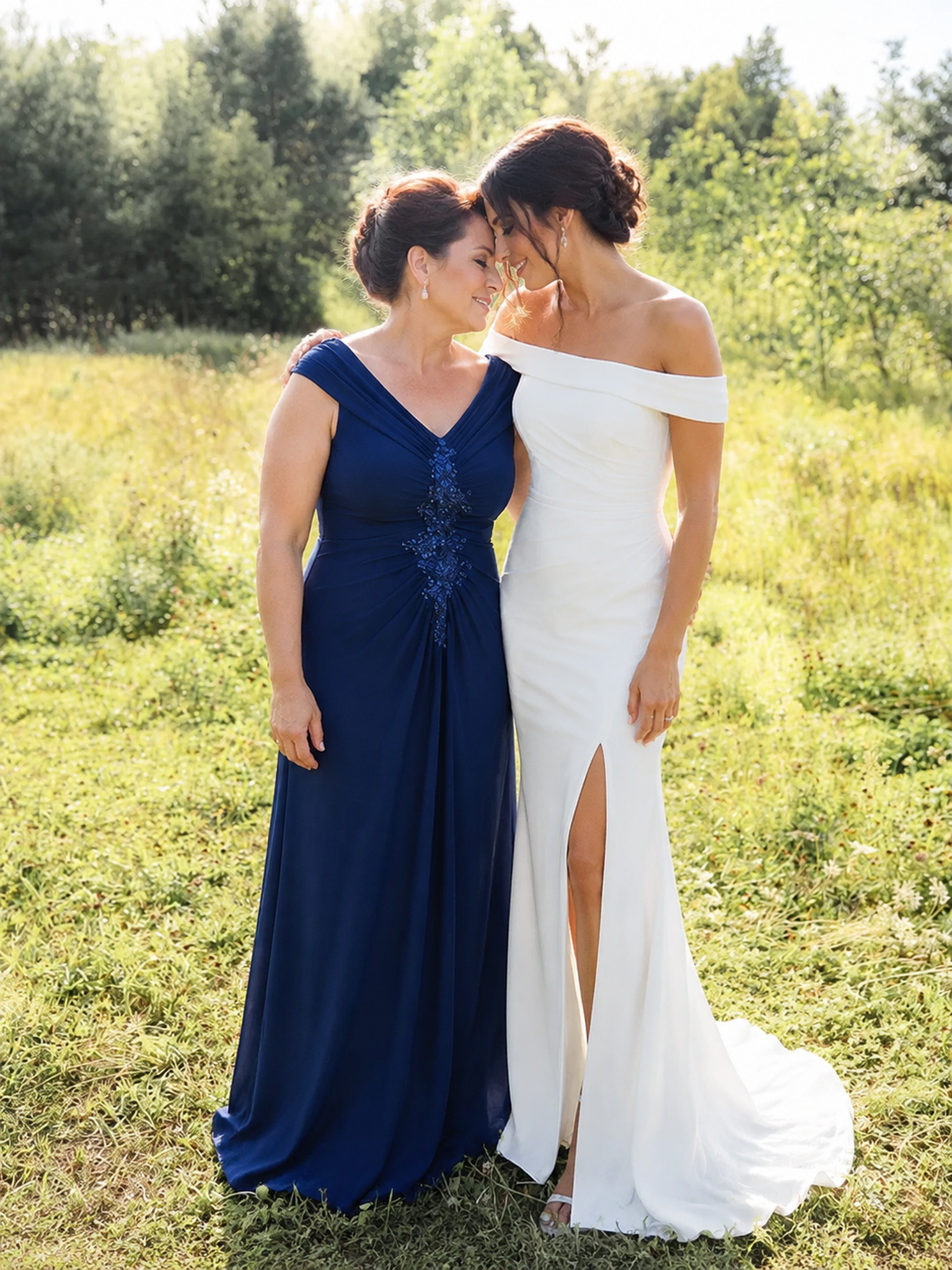 Plus Size Knit Off-the-shoulder Sleeve Evening Dress