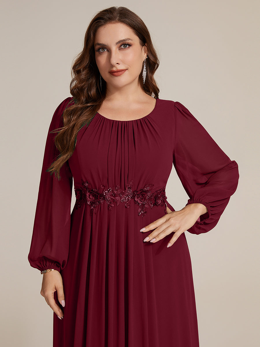 Plus Size Chiffon Puff Sleeve Evening Dress