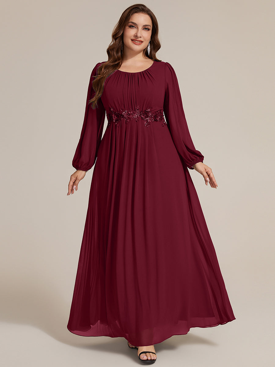 Plus Size Chiffon Puff Sleeve Evening Dress