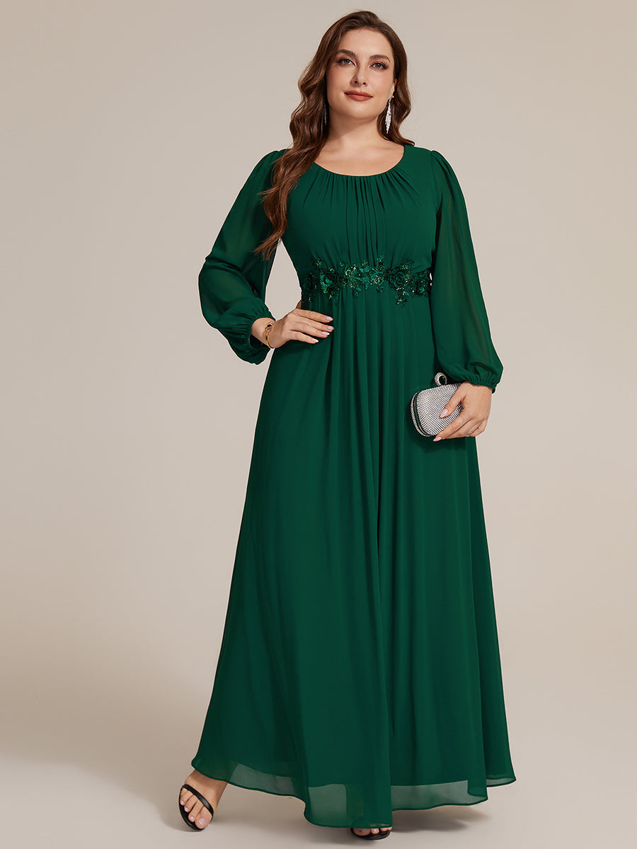 Plus Size Chiffon Puff Sleeve Evening Dress