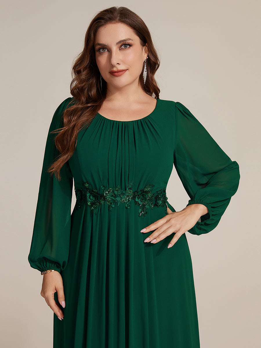 Plus Size Chiffon Puff Sleeve Evening Dress