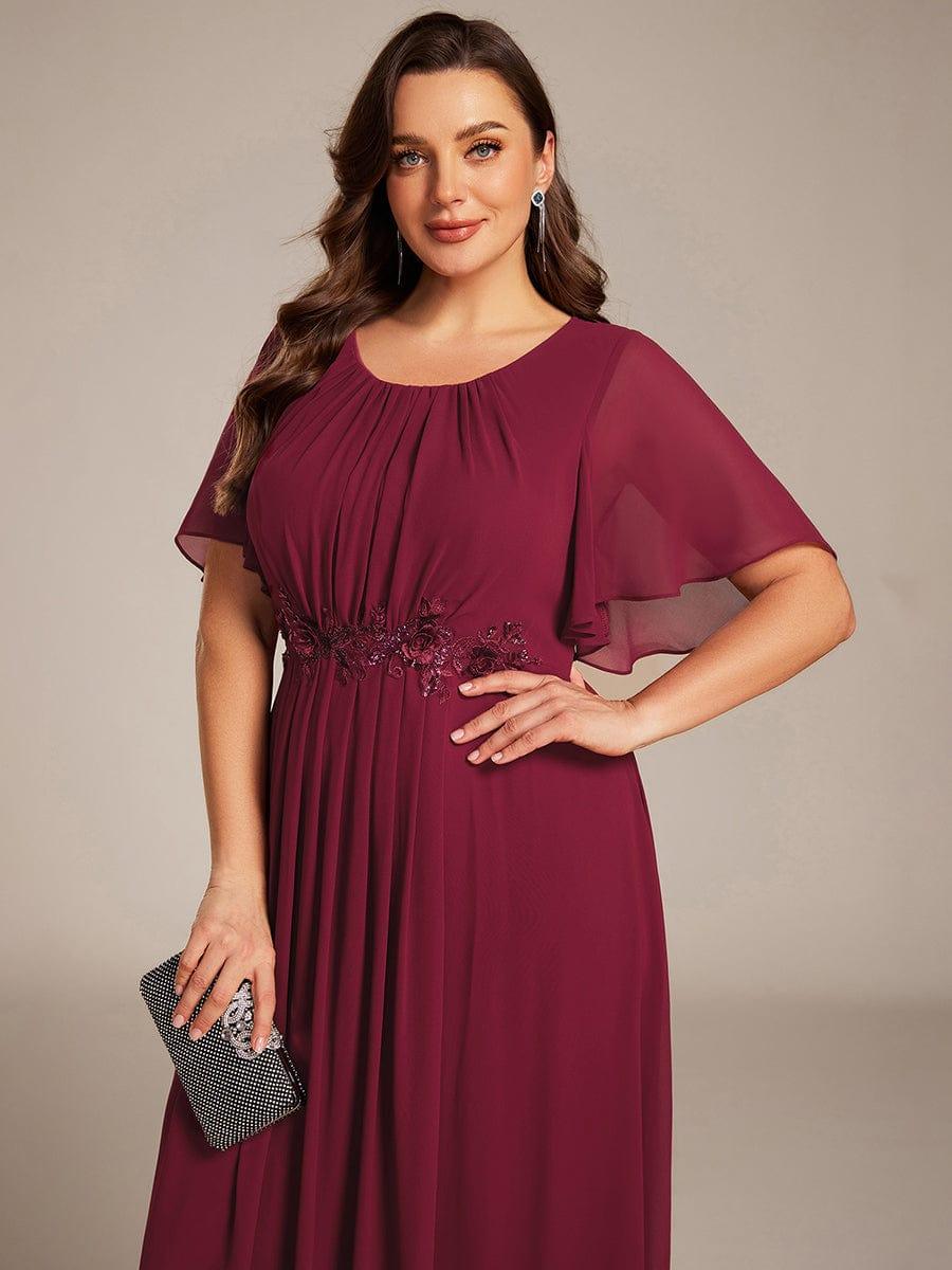 pretty ASPYN|Plus Size Pleated Waist Applique Maxi Bridesmaid Dress