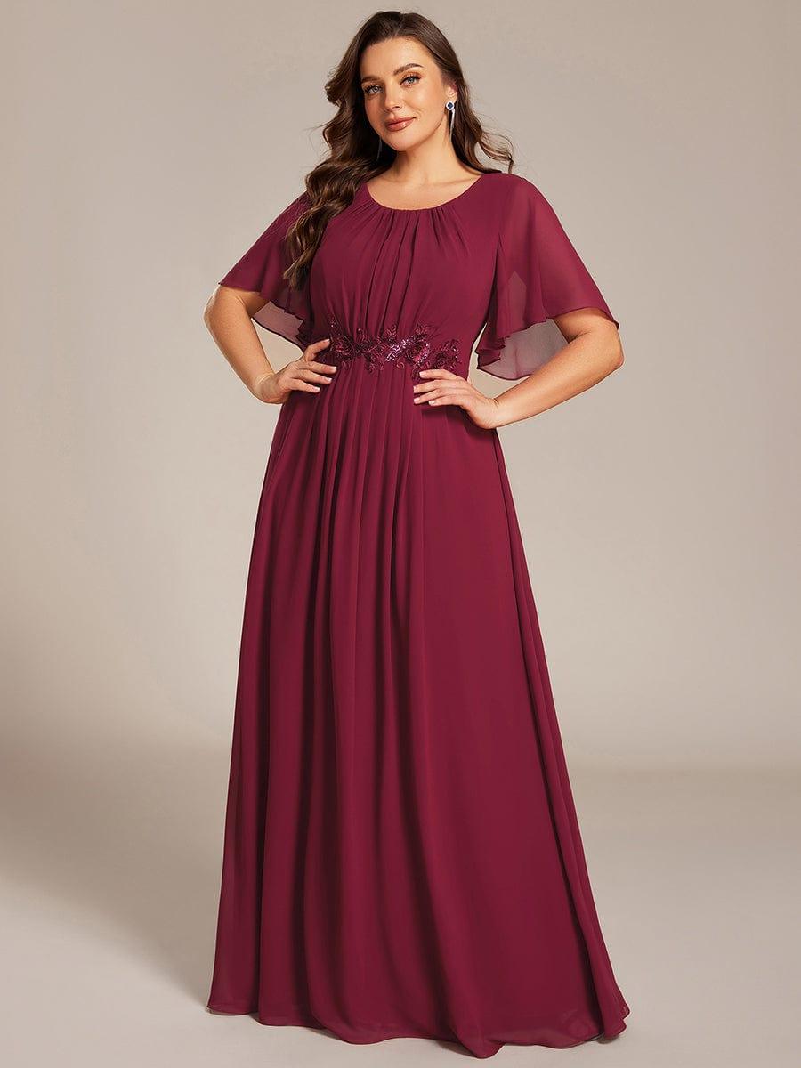 pretty ASPYN|Plus Size Pleated Waist Applique Maxi Bridesmaid Dress