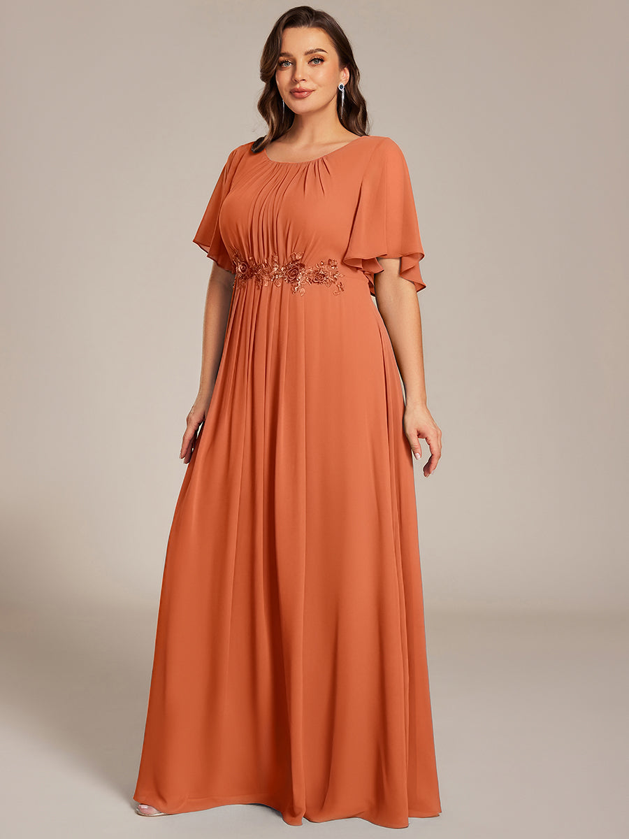 pretty ASPYN|Plus Size Pleated Waist Applique Maxi Bridesmaid Dress