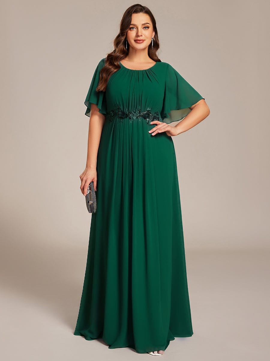 pretty ASPYN|Plus Size Pleated Waist Applique Maxi Bridesmaid Dress