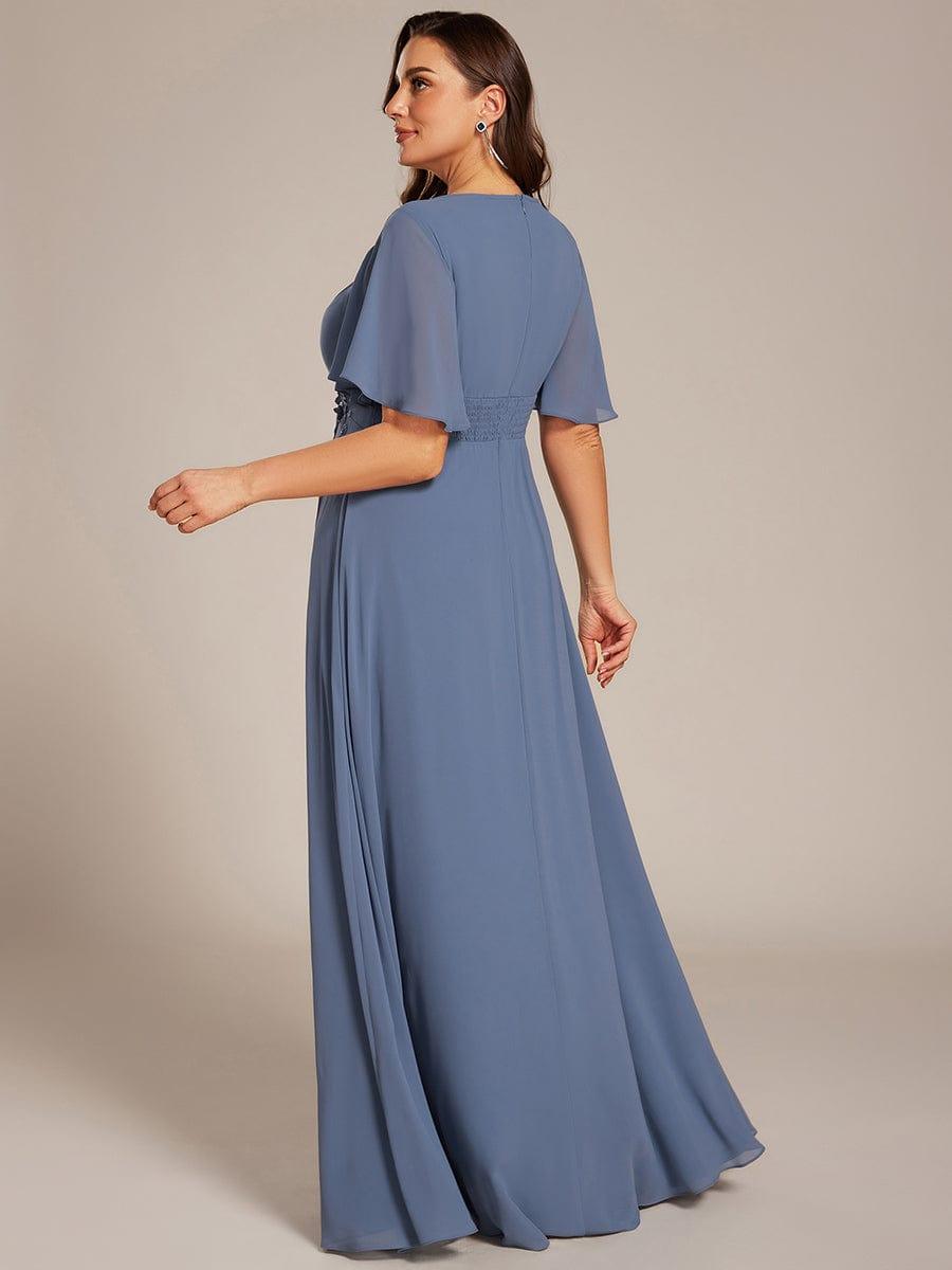 pretty ASPYN|Plus Size Pleated Waist Applique Maxi Bridesmaid Dress