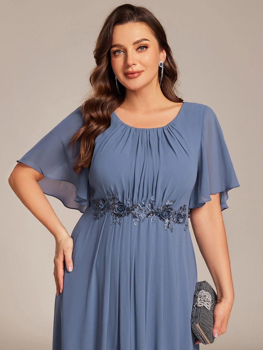 pretty ASPYN|Plus Size Pleated Waist Applique Maxi Bridesmaid Dress