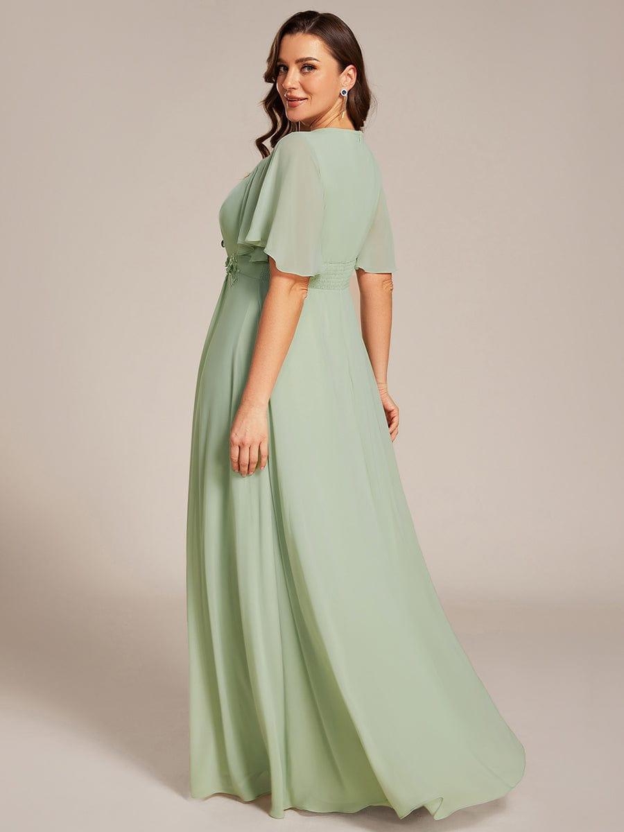 pretty ASPYN|Plus Size Pleated Waist Applique Maxi Bridesmaid Dress