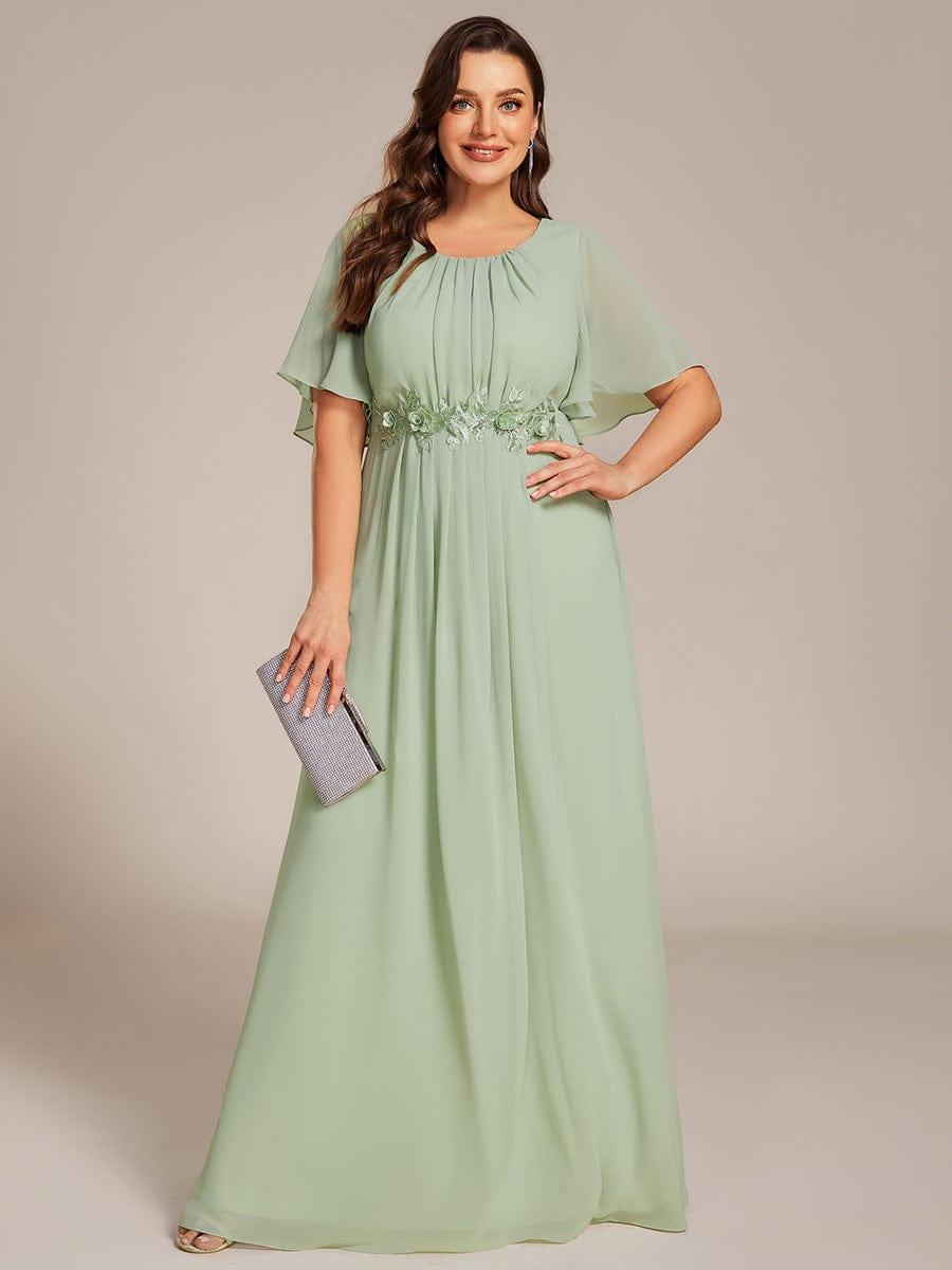 pretty ASPYN|Plus Size Pleated Waist Applique Maxi Bridesmaid Dress