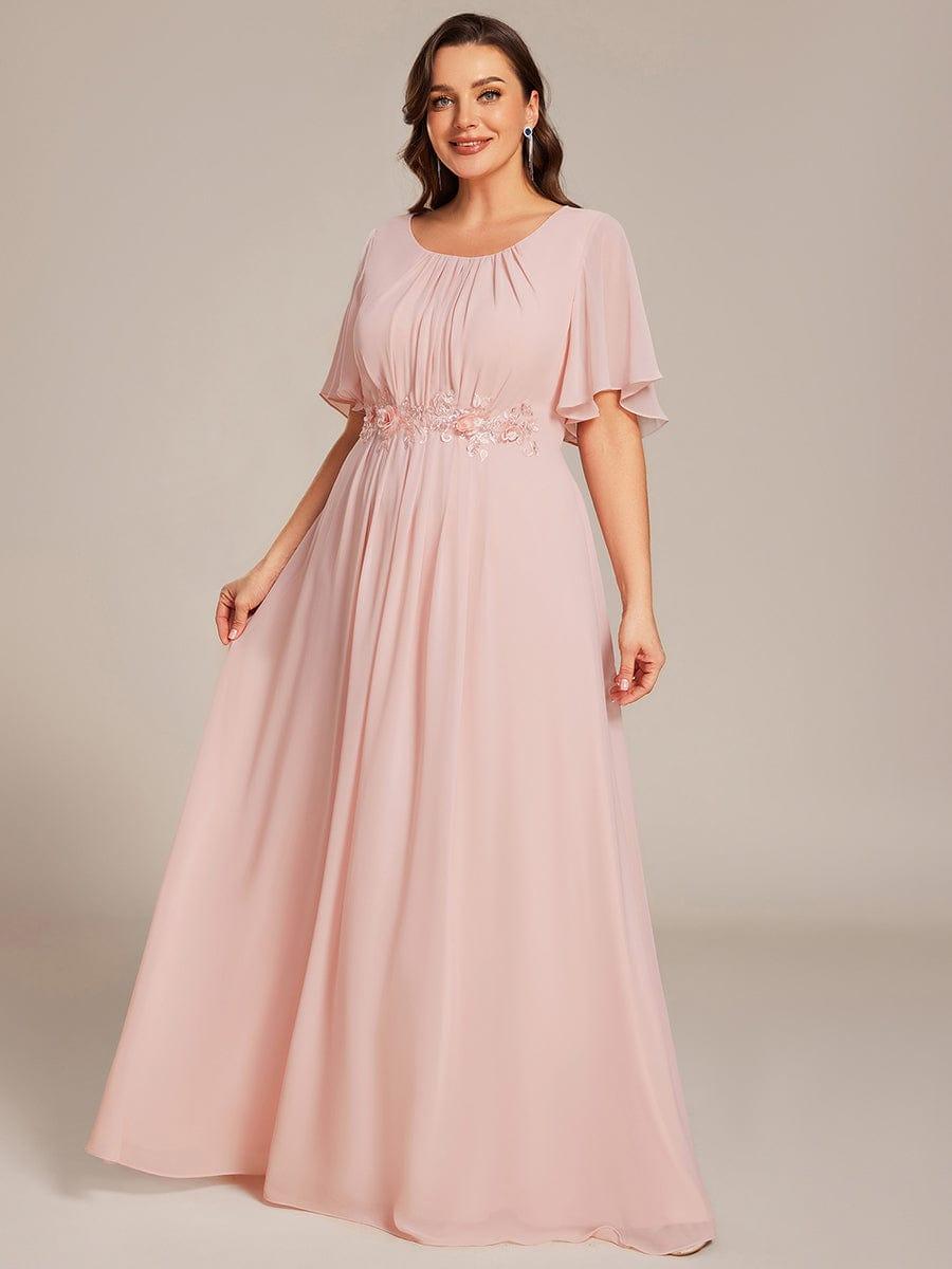 pretty ASPYN|Plus Size Pleated Waist Applique Maxi Bridesmaid Dress
