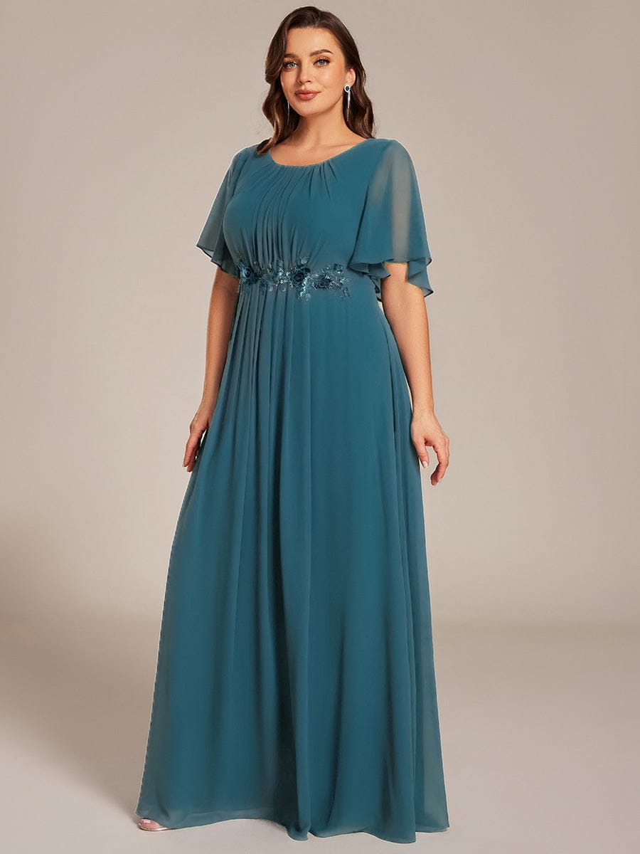pretty ASPYN|Plus Size Pleated Waist Applique Maxi Bridesmaid Dress