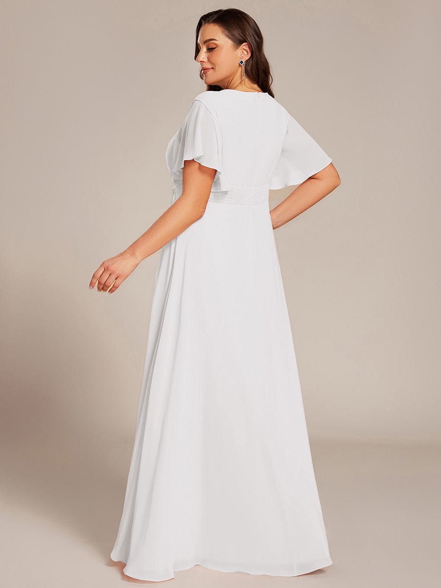 pretty ASPYN|Plus Size Pleated Waist Applique Maxi Bridesmaid Dress