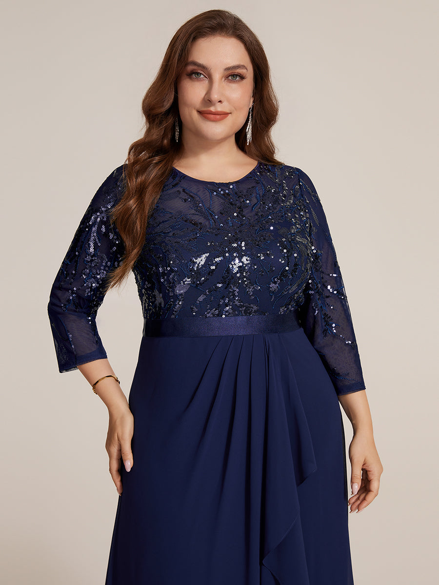 Plus Size See-through Sequins Evening Dress