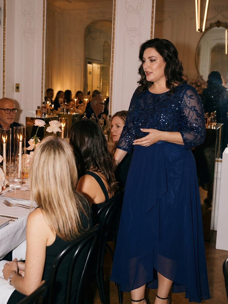 Plus Size See-through Sequins Evening Dress