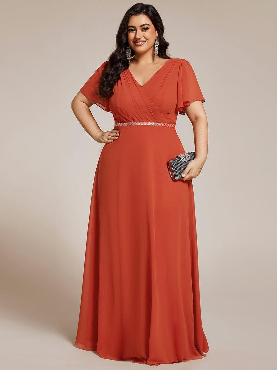 pretty LAYLAH|Plus Size Pleated A-Line Shiny Belt Chiffon Formal Evening Dress