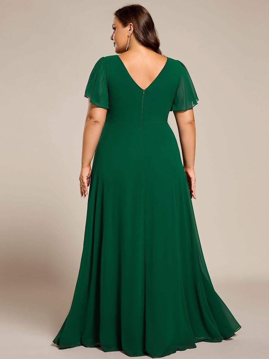 pretty LAYLAH|Plus Size Pleated A-Line Shiny Belt Chiffon Formal Evening Dress