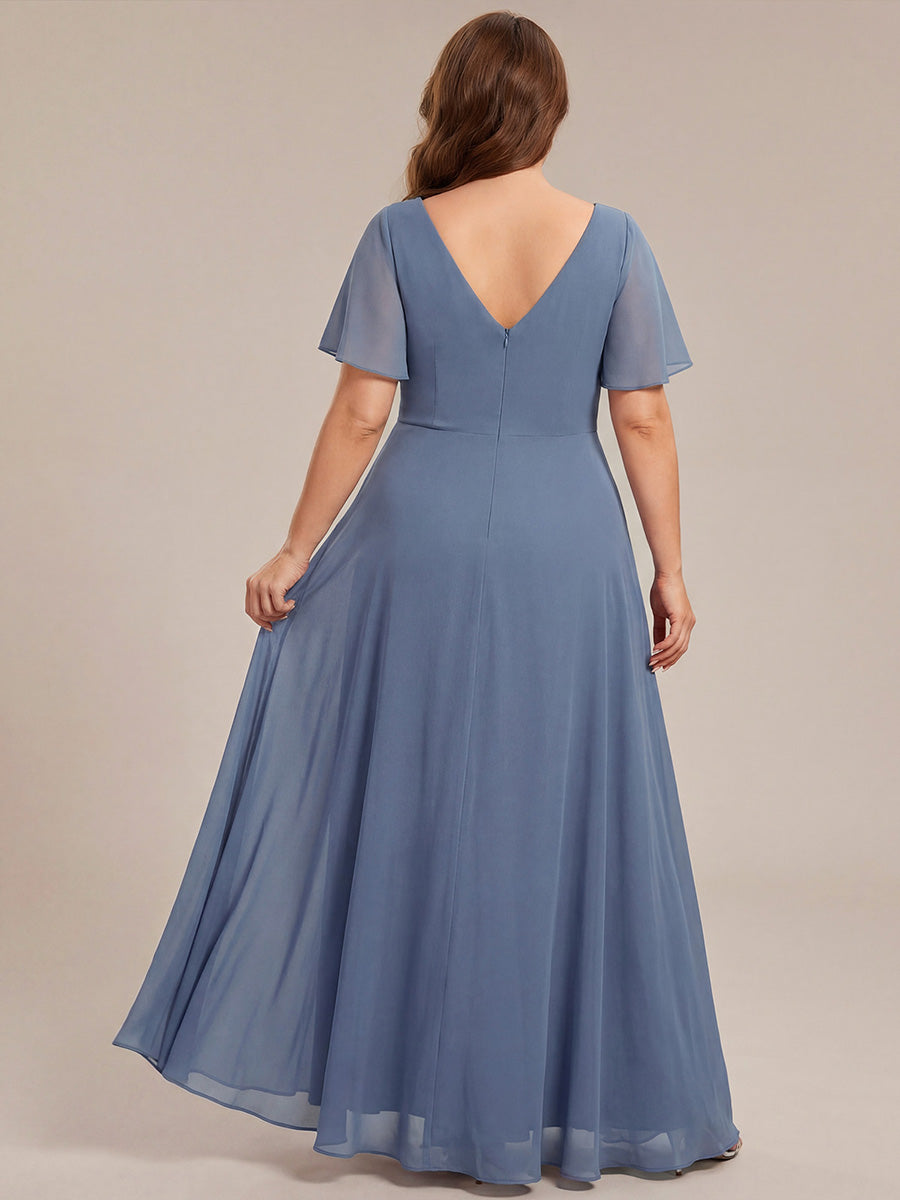 pretty DAKOTA|Plus Size V-Neck Rhinestone Waist Chiffon Maxi Formal Evening Dress