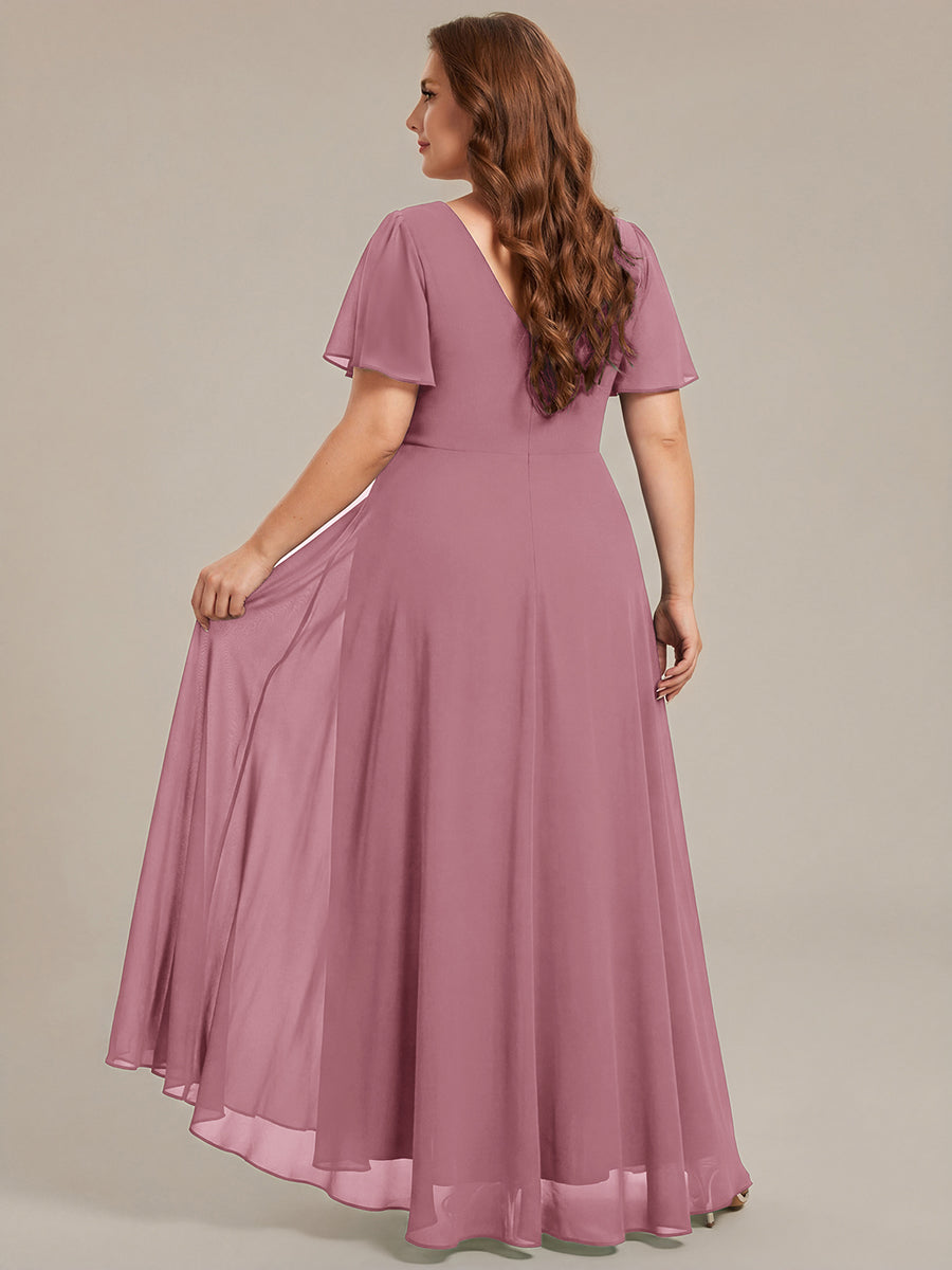 pretty DAKOTA|Plus Size V-Neck Rhinestone Waist Chiffon Maxi Formal Evening Dress