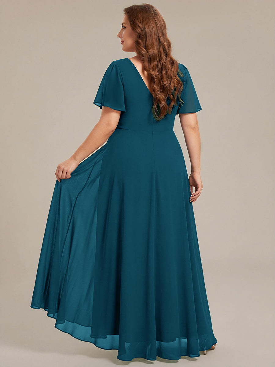 pretty DAKOTA|Plus Size V-Neck Rhinestone Waist Chiffon Maxi Formal Evening Dress