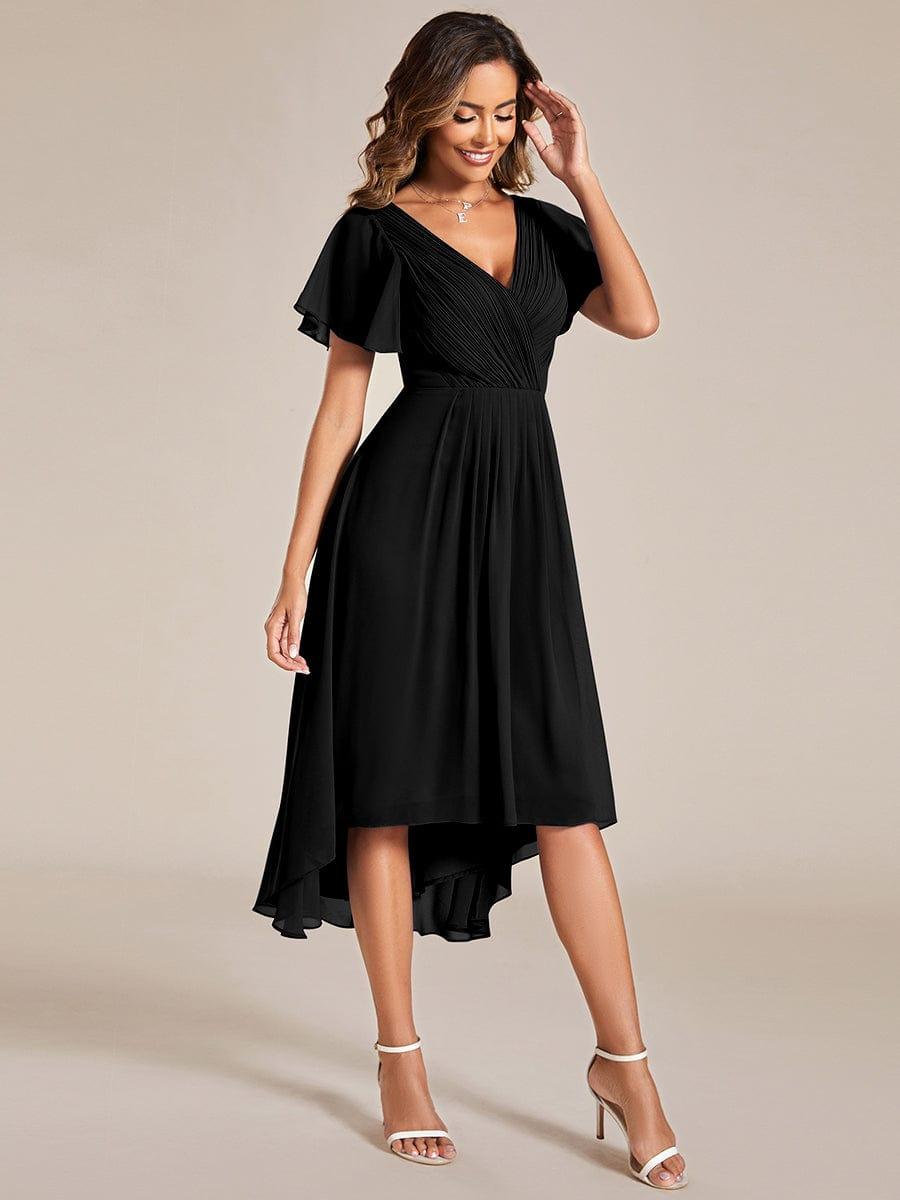 ever FAYE|Plus Size V-Neck Pleated Chiffon Midi Wedding Guest Dress