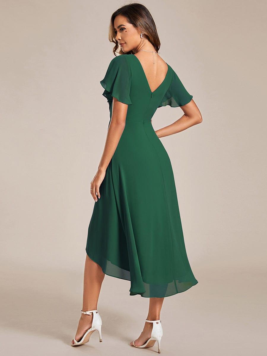 ever FAYE|Plus Size Pleated Midi Ruffles Sleeve Chiffon Bridesmaid Dress