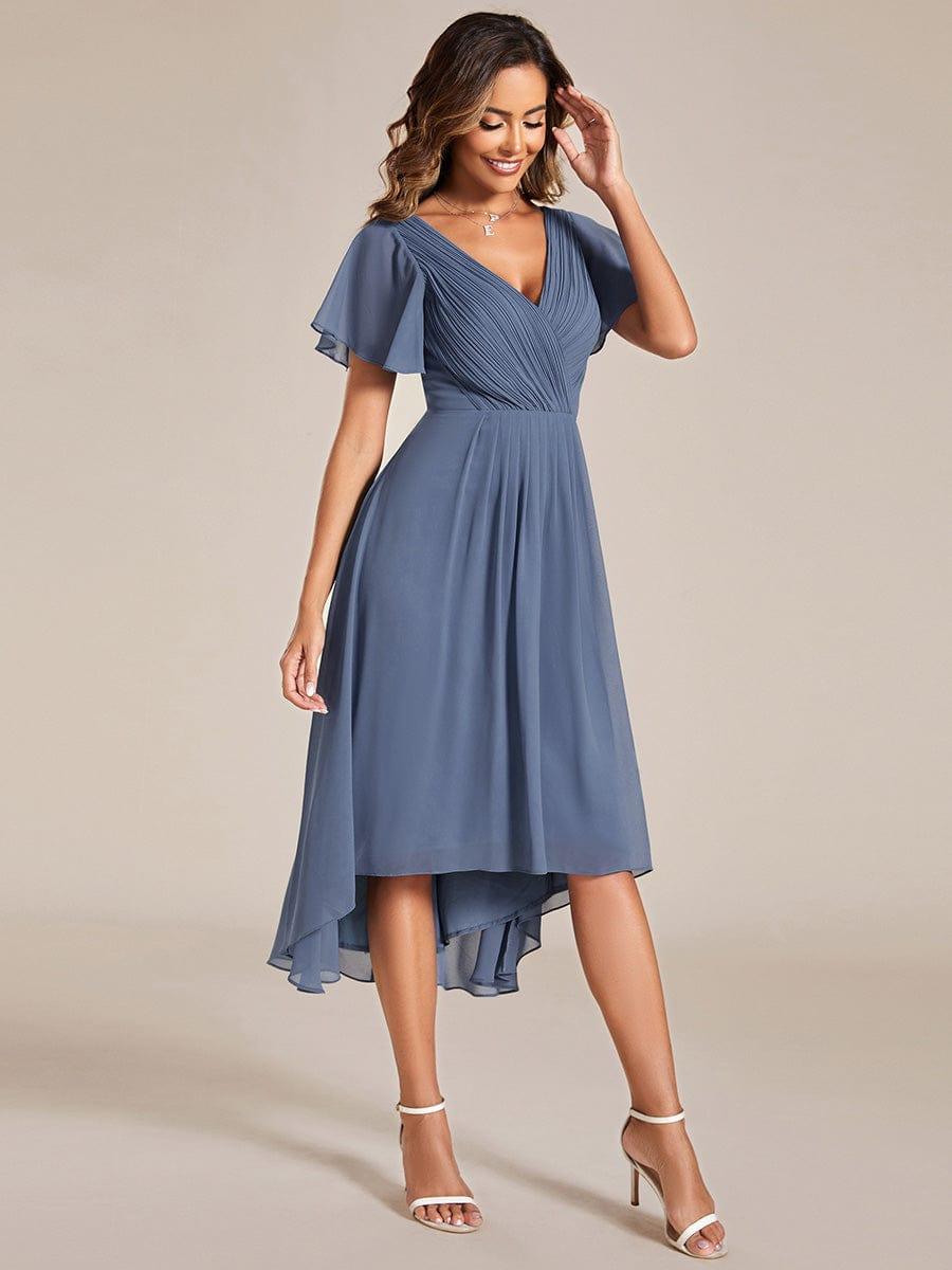 ever FAYE|Plus Size V-Neck Pleated Chiffon Midi Wedding Guest Dress