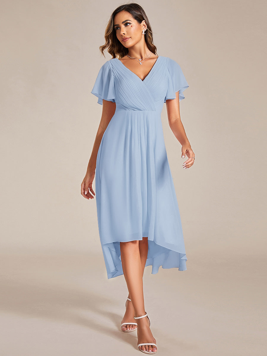 ever FAYE|Plus Size V-Neck Pleated Chiffon Midi Wedding Guest Dress