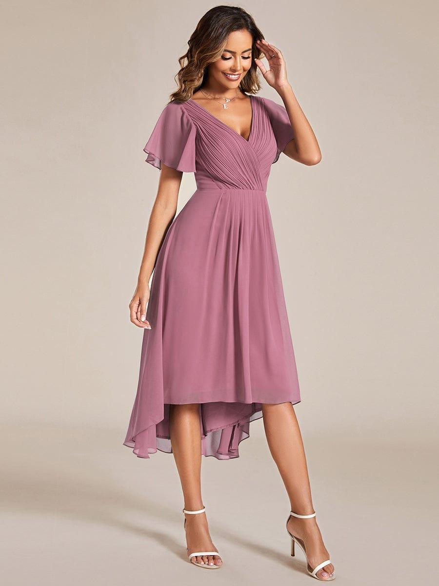 ever FAYE|Plus Size V-Neck Pleated Chiffon Midi Wedding Guest Dress