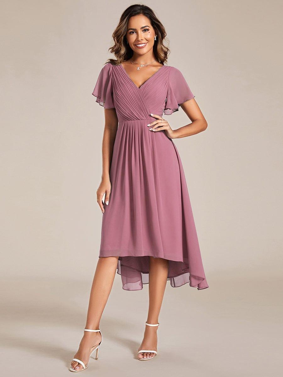 ever FAYE|Plus Size V-Neck Pleated Chiffon Midi Wedding Guest Dress