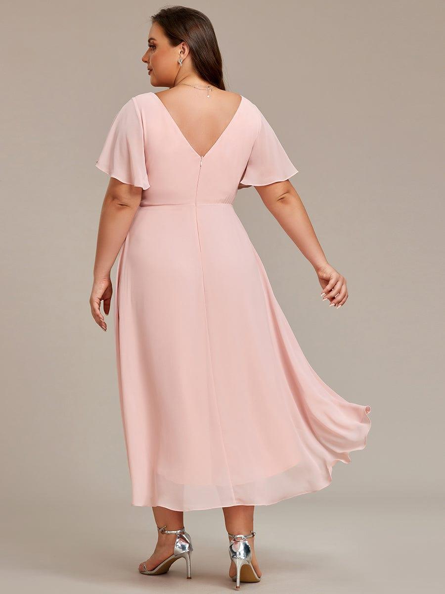 ever FAYE|Plus Size V-Neck Pleated Chiffon Midi Wedding Guest Dress