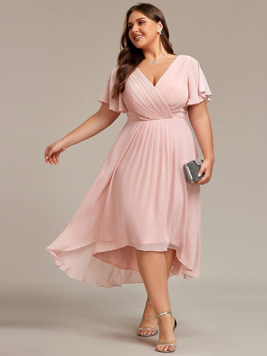 ever FAYE|Plus Size Pleated Midi Ruffles Sleeve Chiffon Bridesmaid Dress