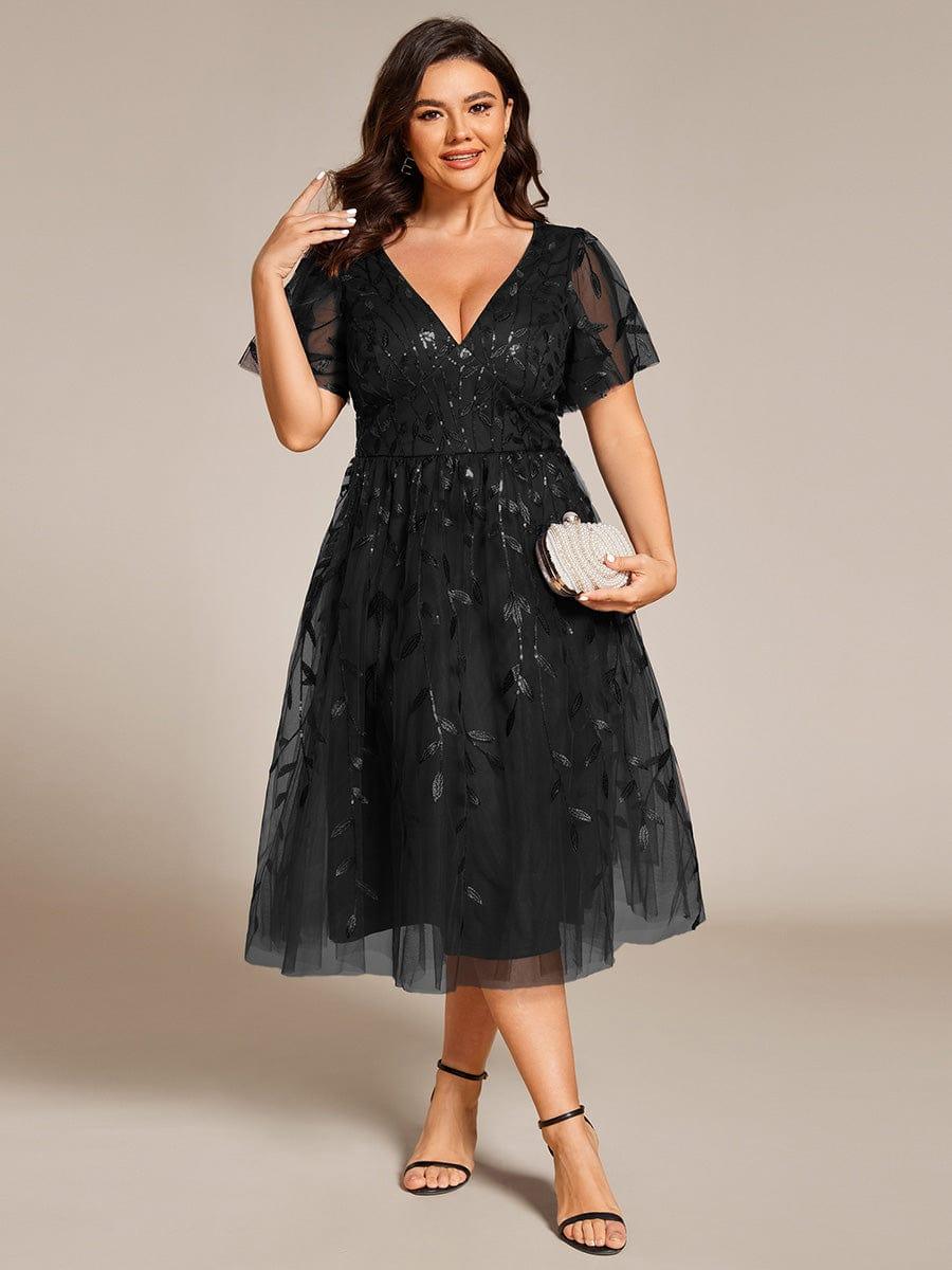 pretty SIMONE|Plus Size Sparkly Midi Cocktail Dress