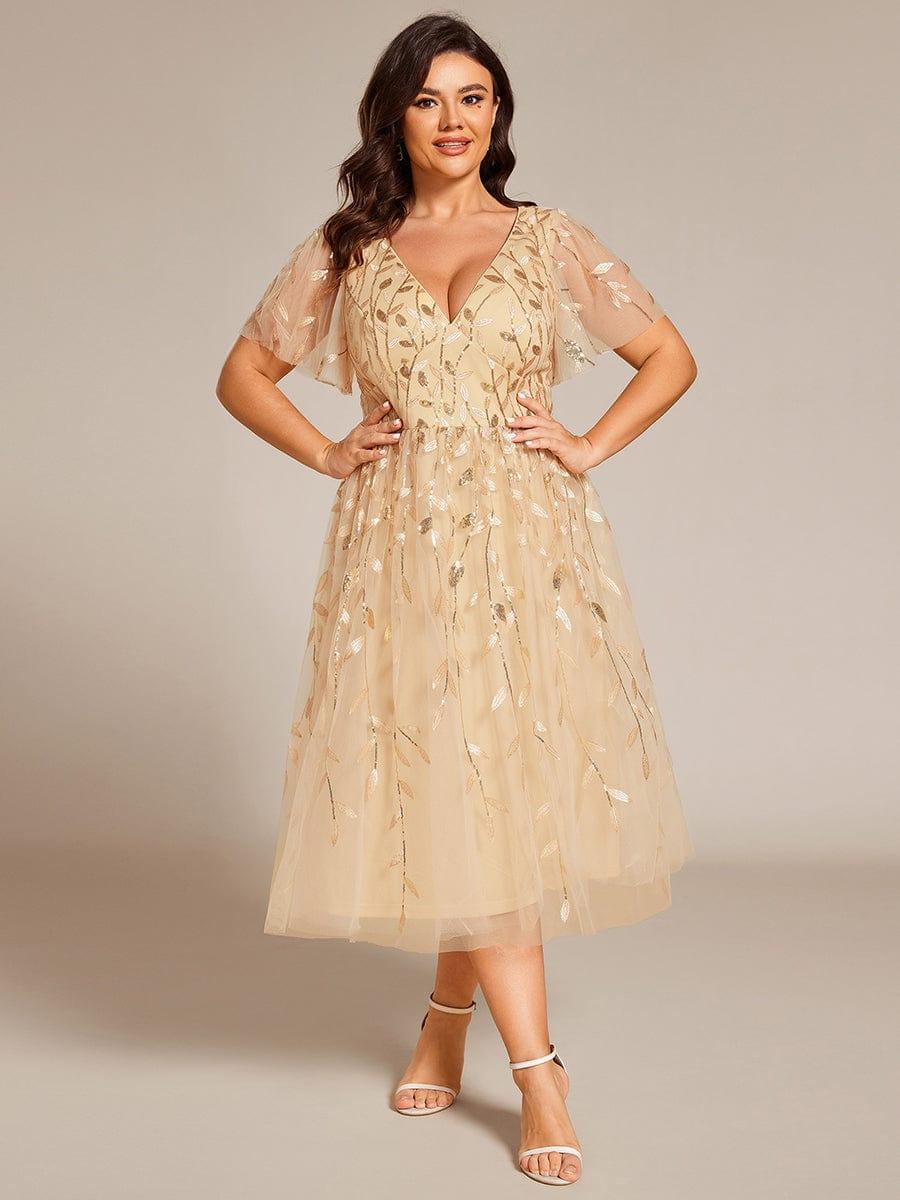 pretty SIMONE|Plus Size Sparkly Midi Cocktail Dress