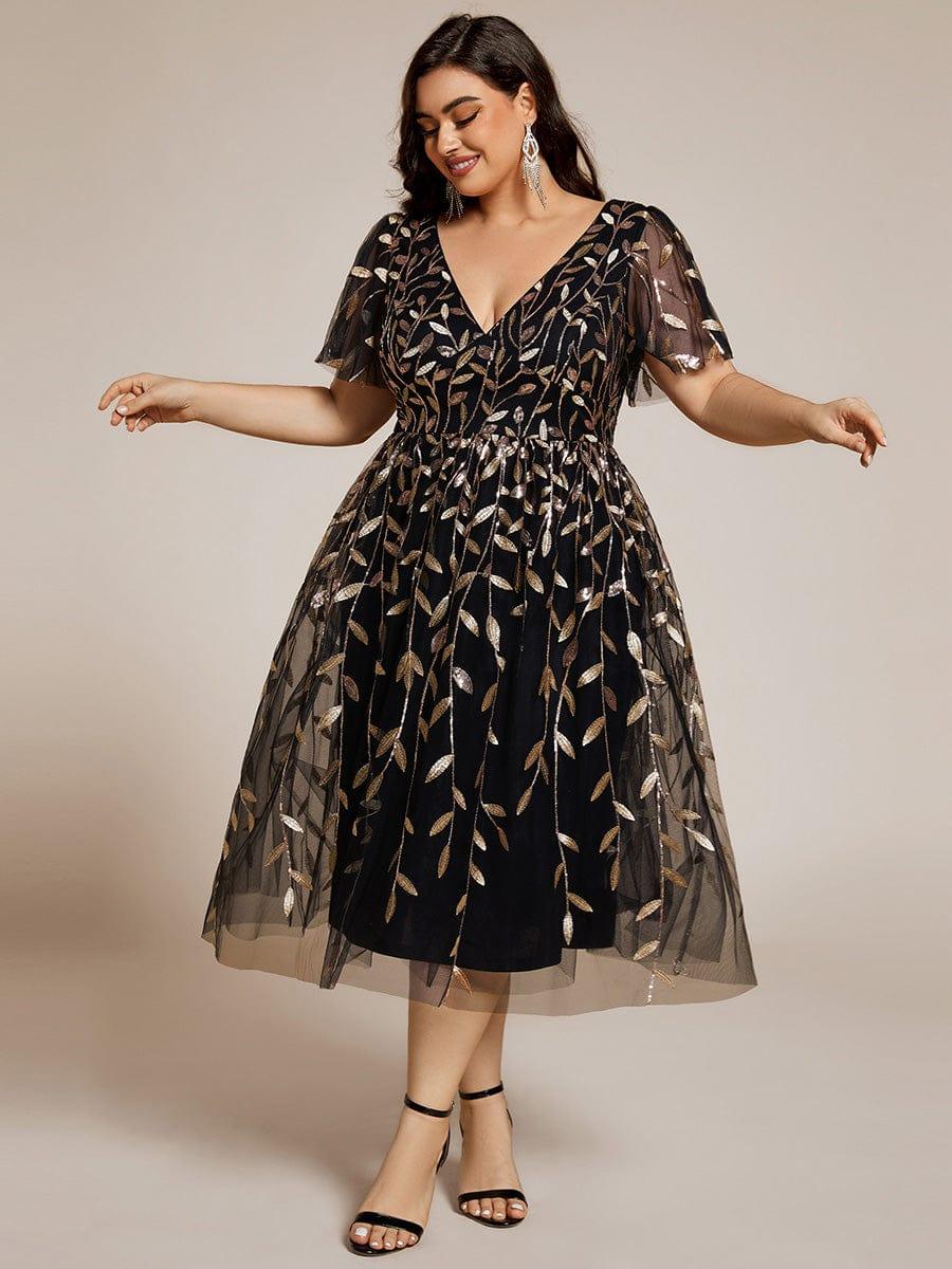 pretty SIMONE|Plus Size Sparkly Midi Cocktail Dress