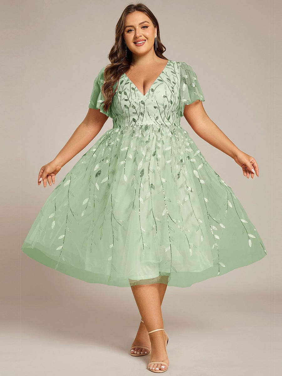 pretty SIMONE|Plus Size Sparkly Midi Cocktail Dress