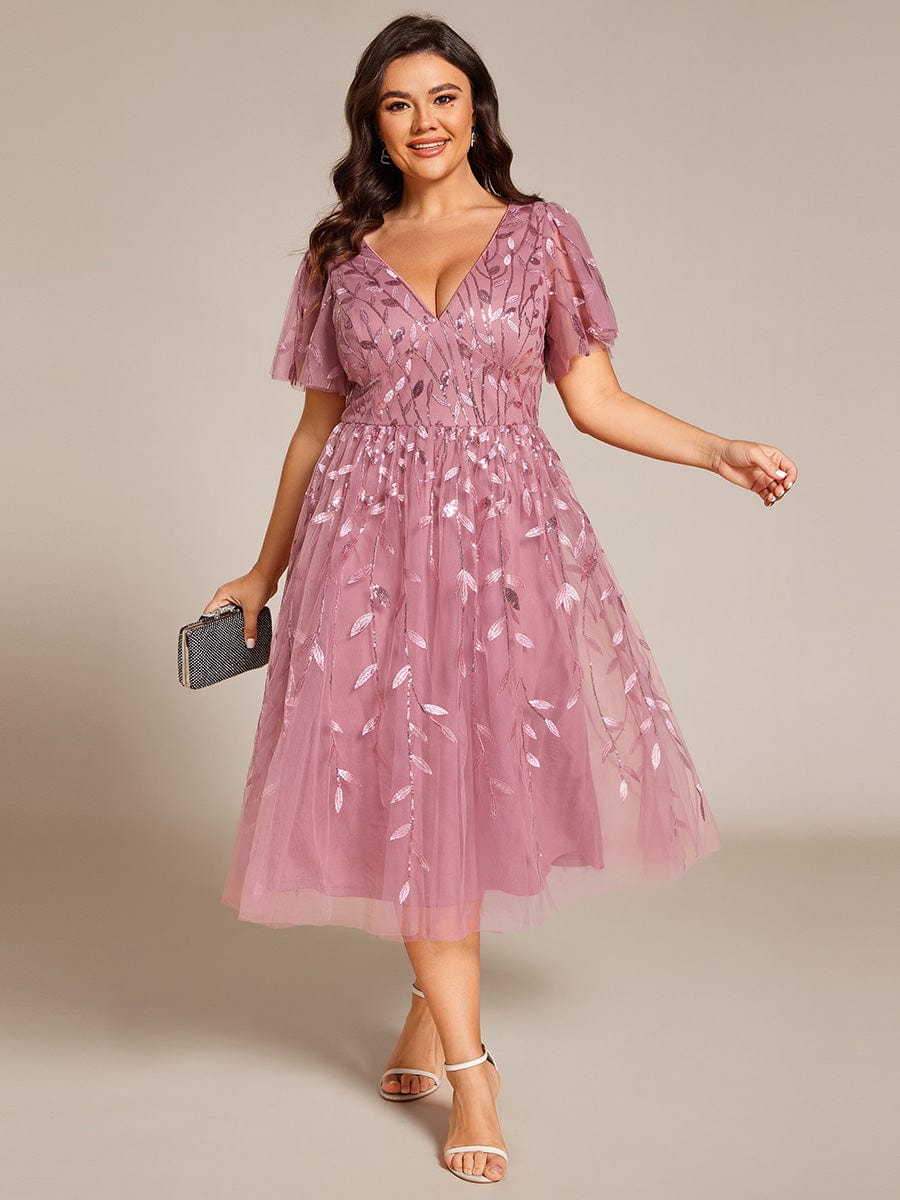 pretty SIMONE|Plus Size Sparkly Midi Cocktail Dress
