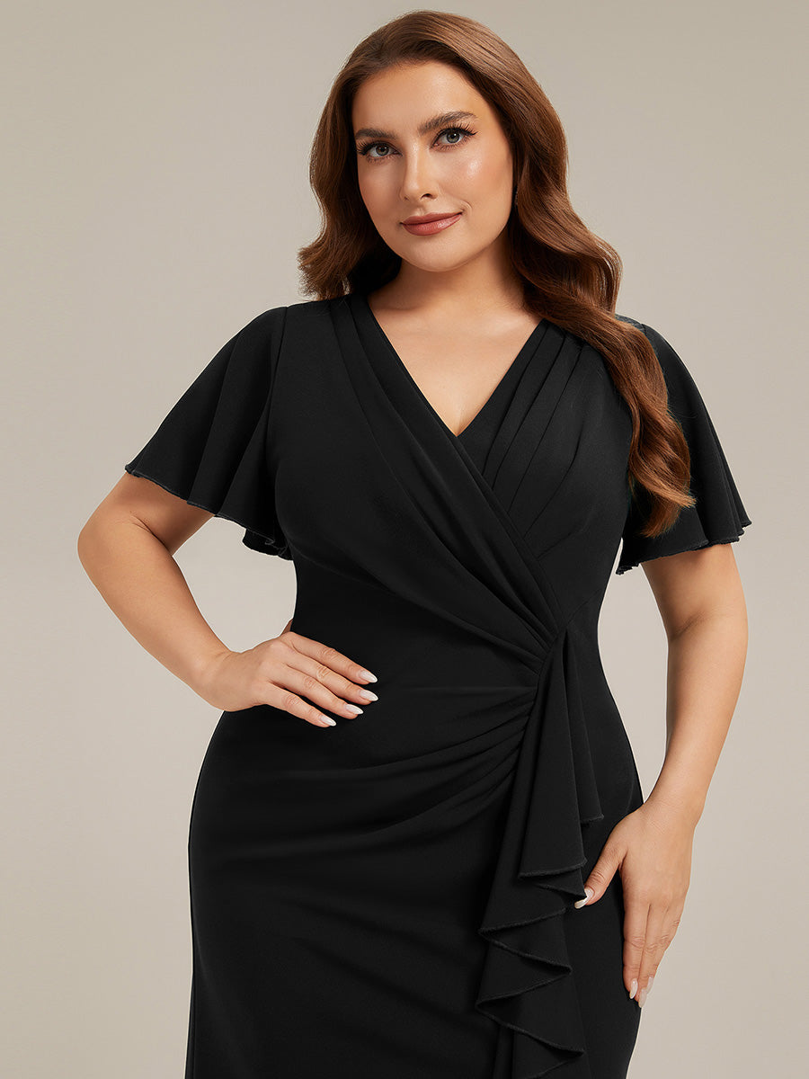 Plus Size Thigh-High Slit Knit Wedding Guest Dress