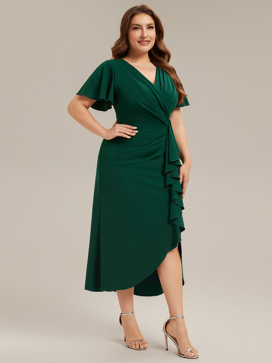 Plus Size Thigh-High Slit Knit Wedding Guest Dress
