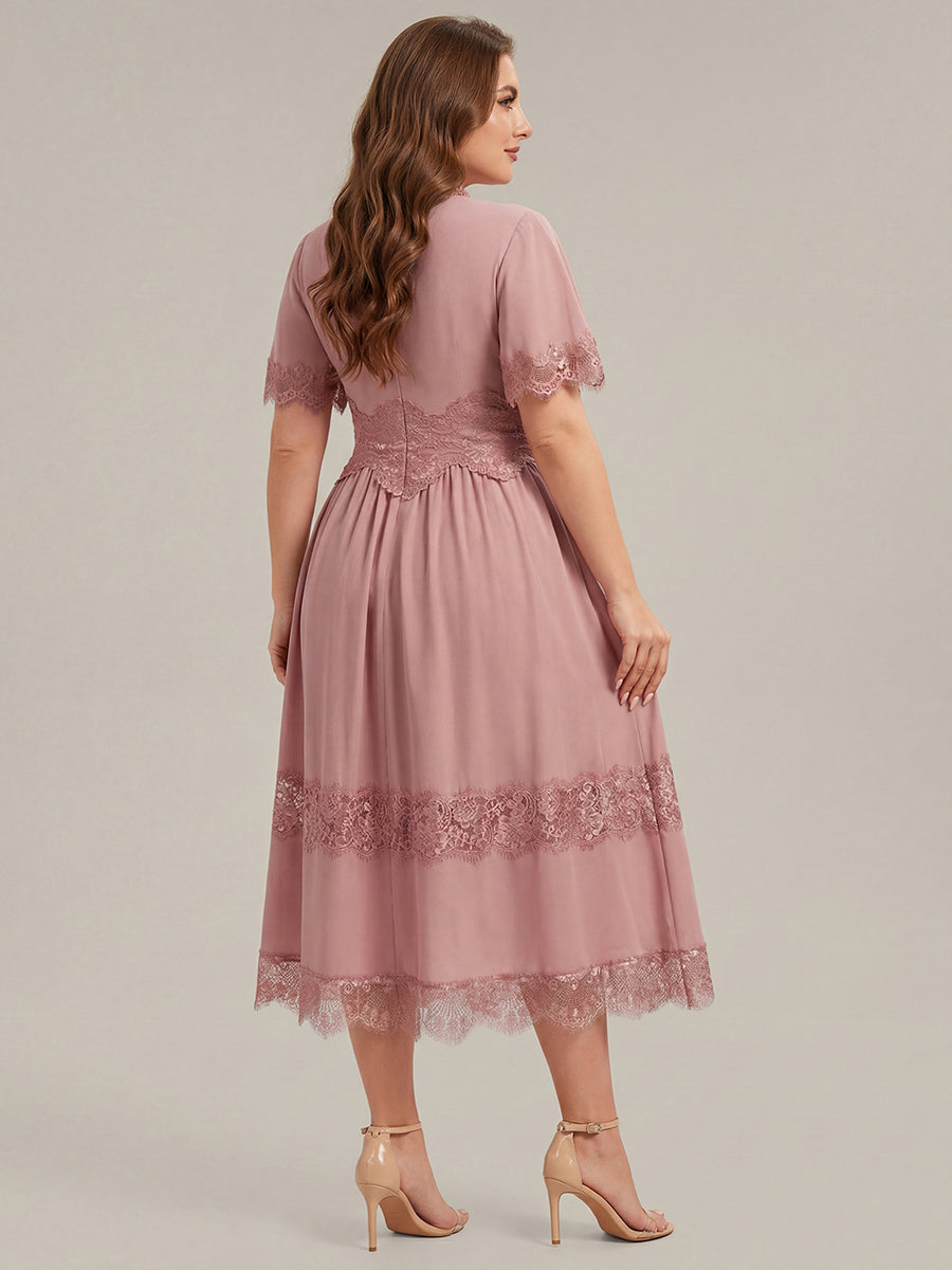 Plus Size Cut-Out Detail Chiffon Wedding Guest Dress