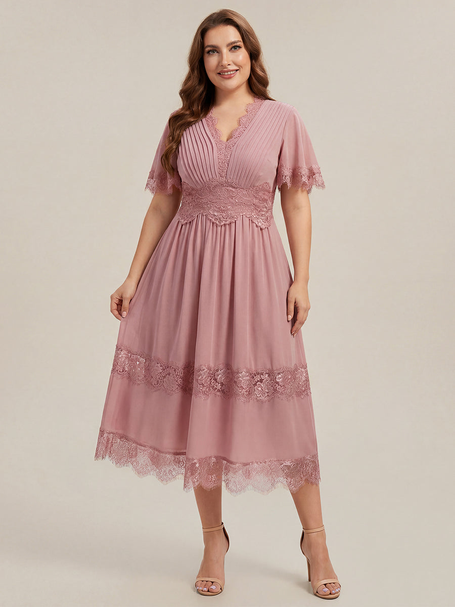 Plus Size Cut-Out Detail Chiffon Wedding Guest Dress