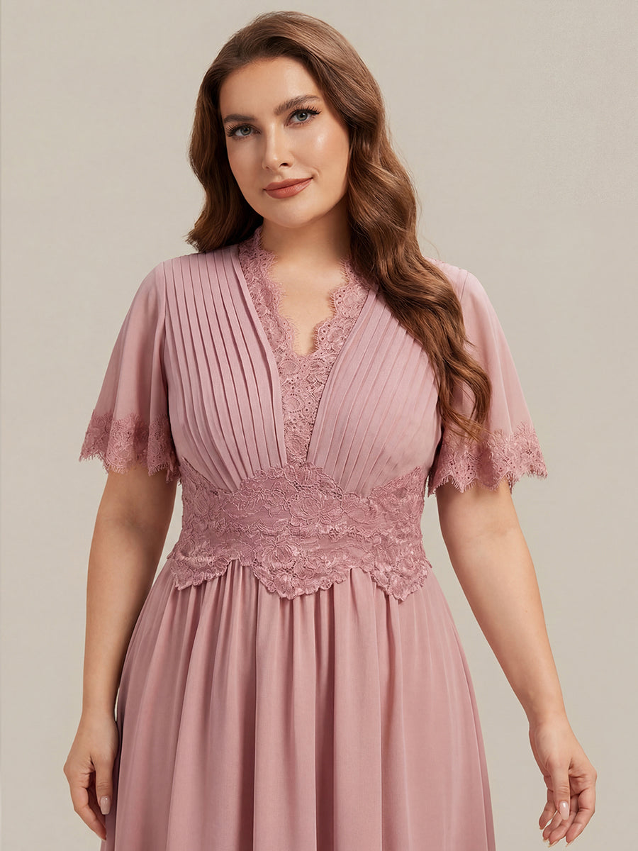 Plus Size Cut-Out Detail Chiffon Wedding Guest Dress