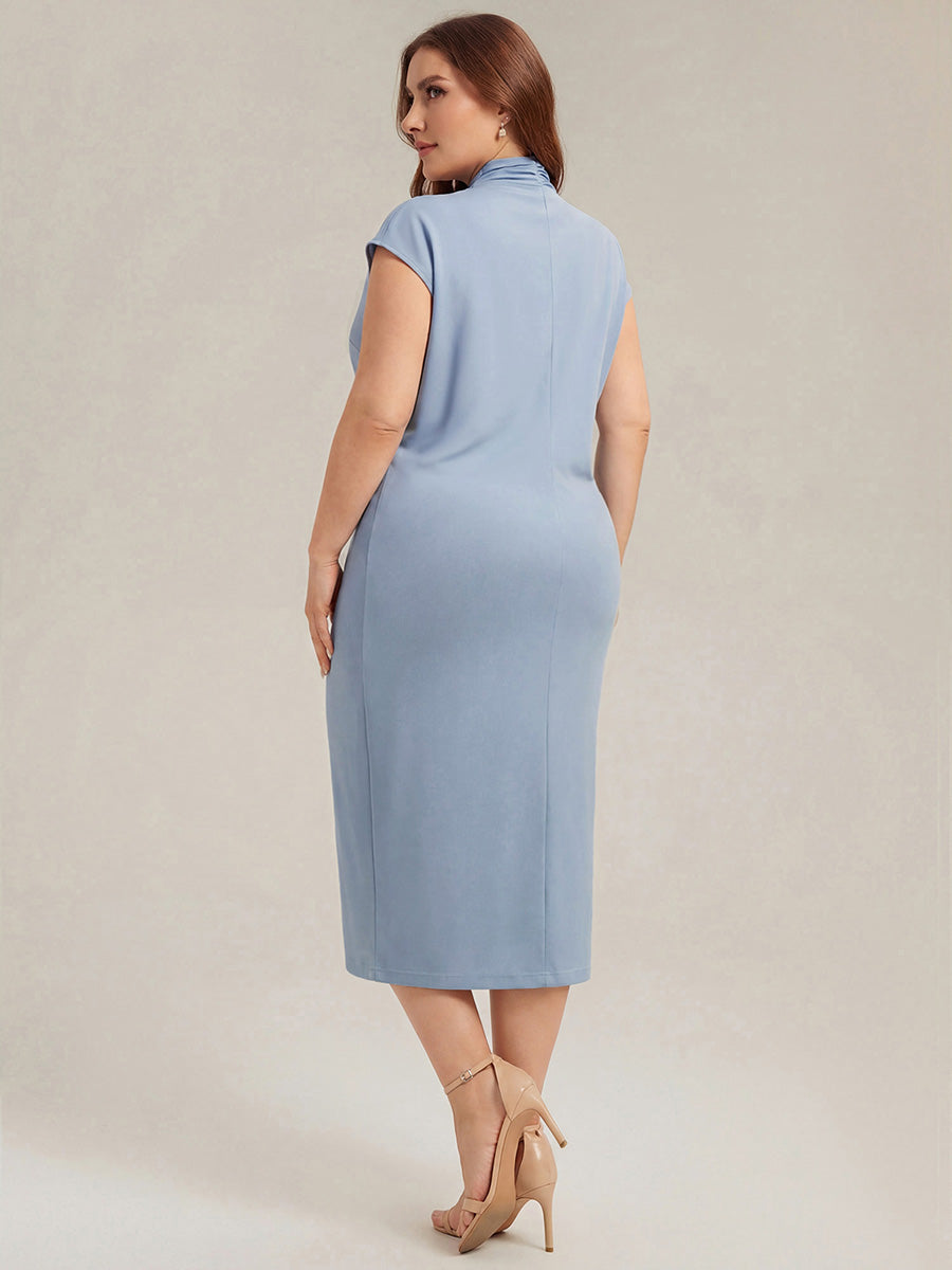 Plus Size Deep V-Neck Knit Wedding Guest Dress