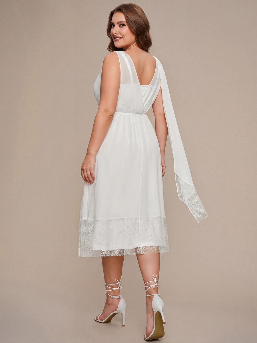 Plus Size Chiffon Ribbon Sleeveless Wedding Guest Dress
