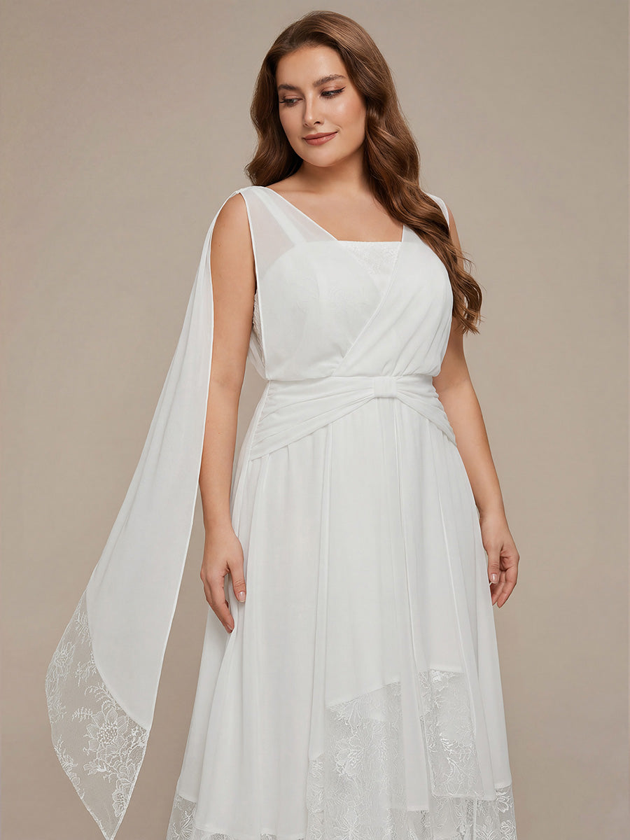 Plus Size Chiffon Ribbon Sleeveless Wedding Guest Dress