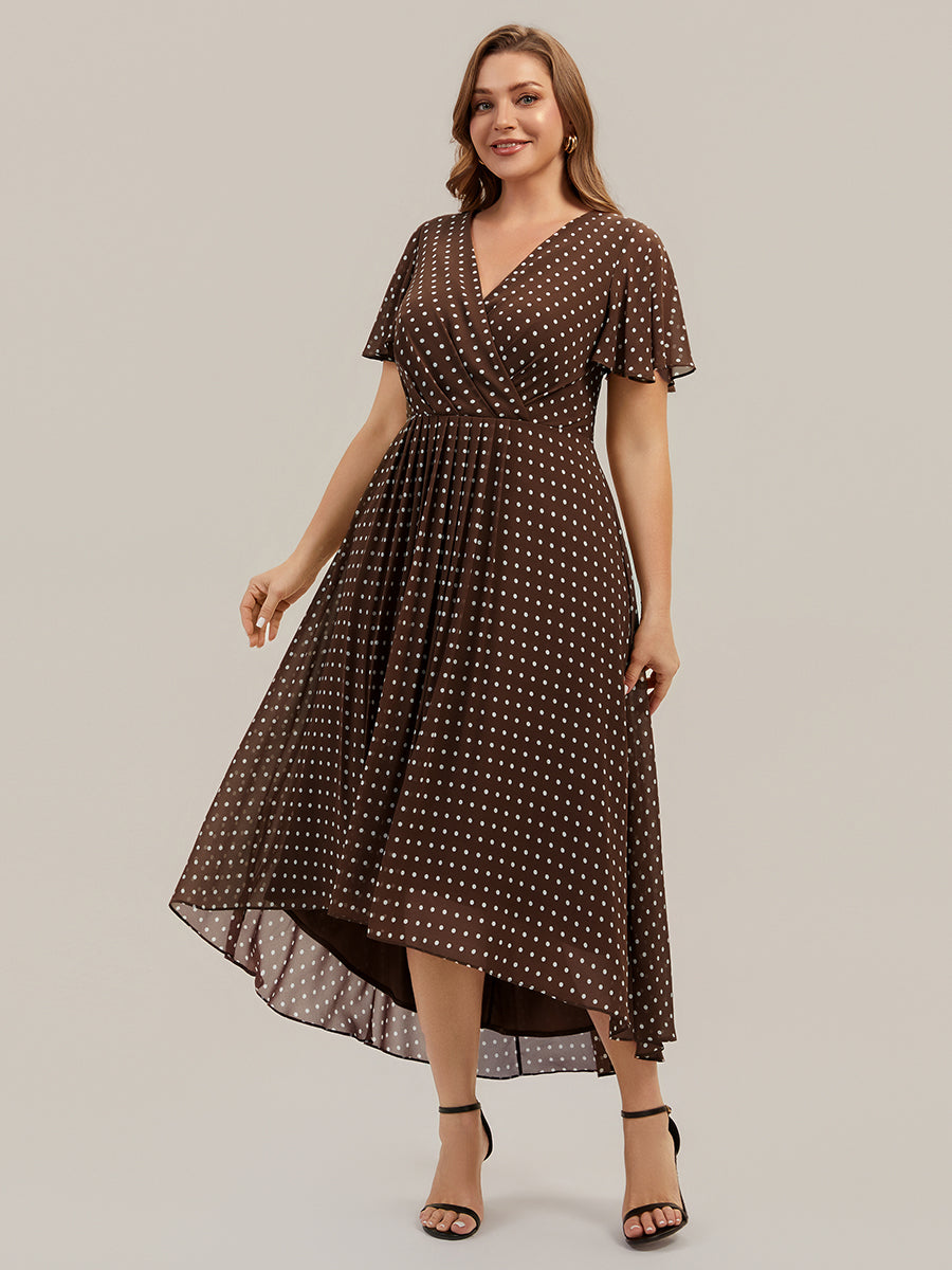 Plus Size Printed Chiffon Wedding Guest Dress