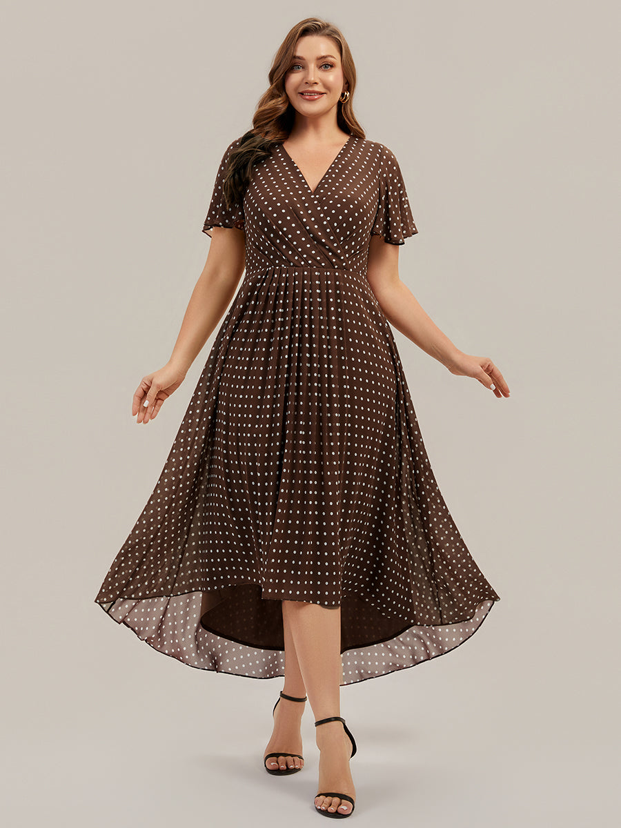 Plus Size Printed Chiffon Wedding Guest Dress